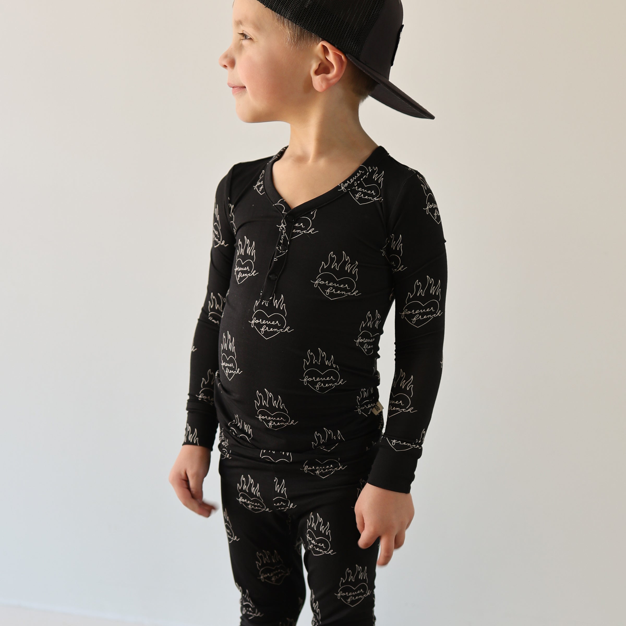 Bamboo Two Piece Pajamas | Flaming Hearts