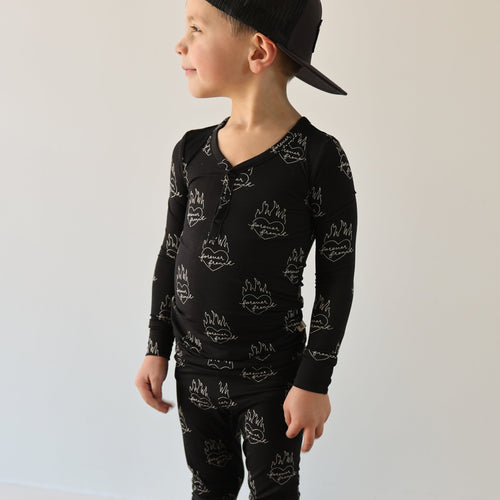Bamboo Two Piece Pajamas | Flaming Hearts