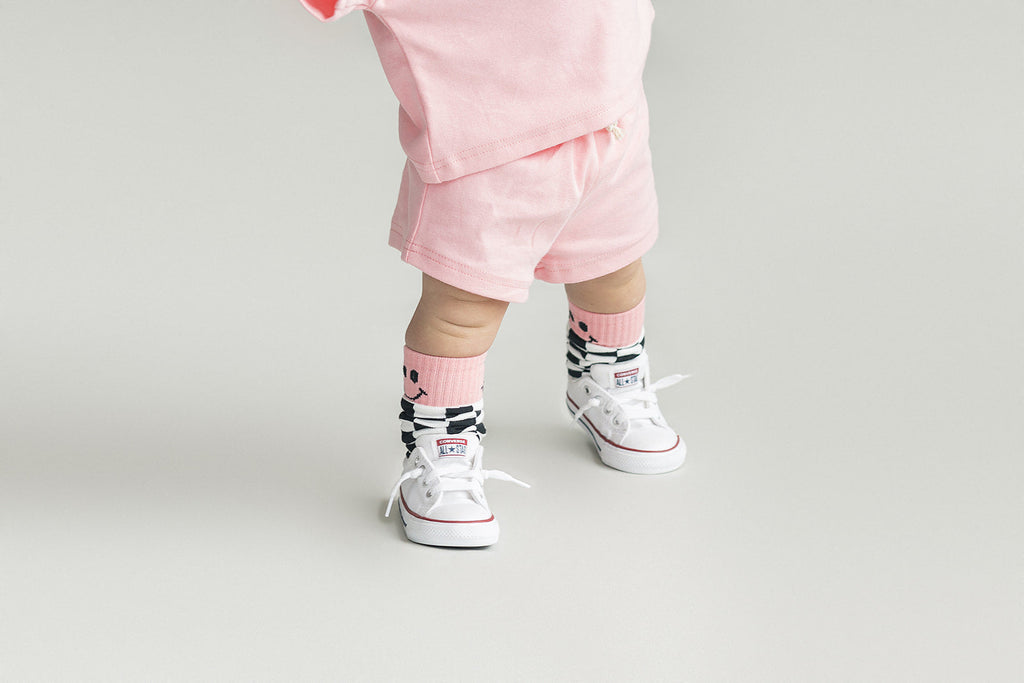 Smiley Shorts Set | Pink Peach