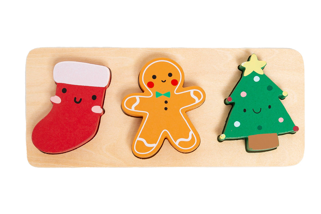 Wooden Christmas Holiday Puzzle, Montessori Learning Toy