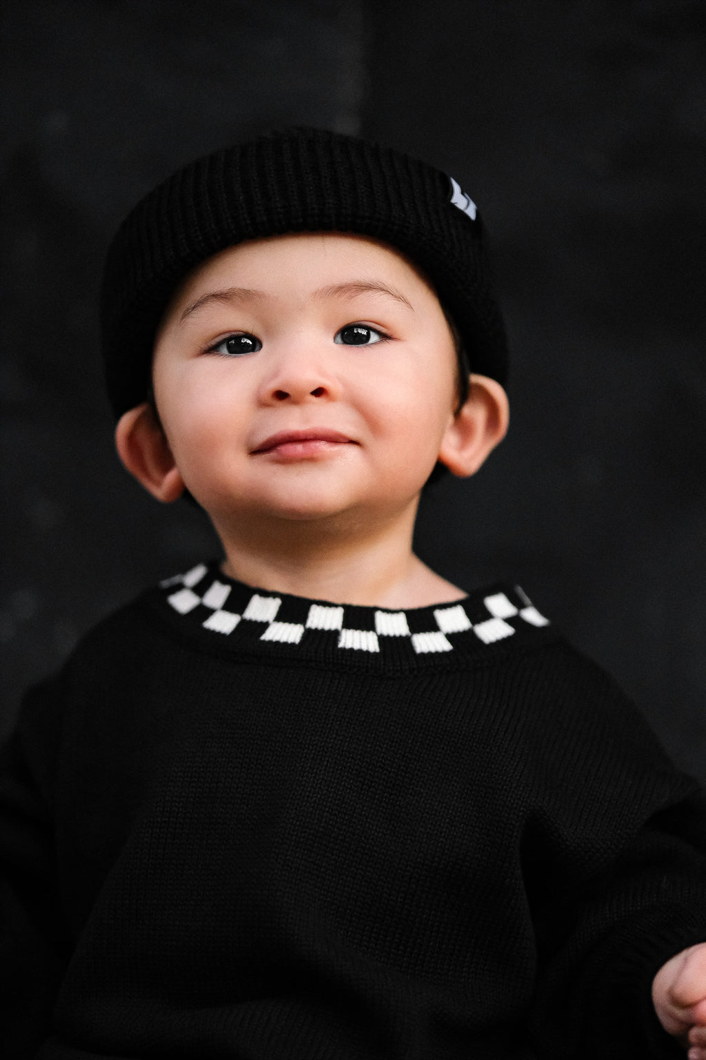 Check collar sweater