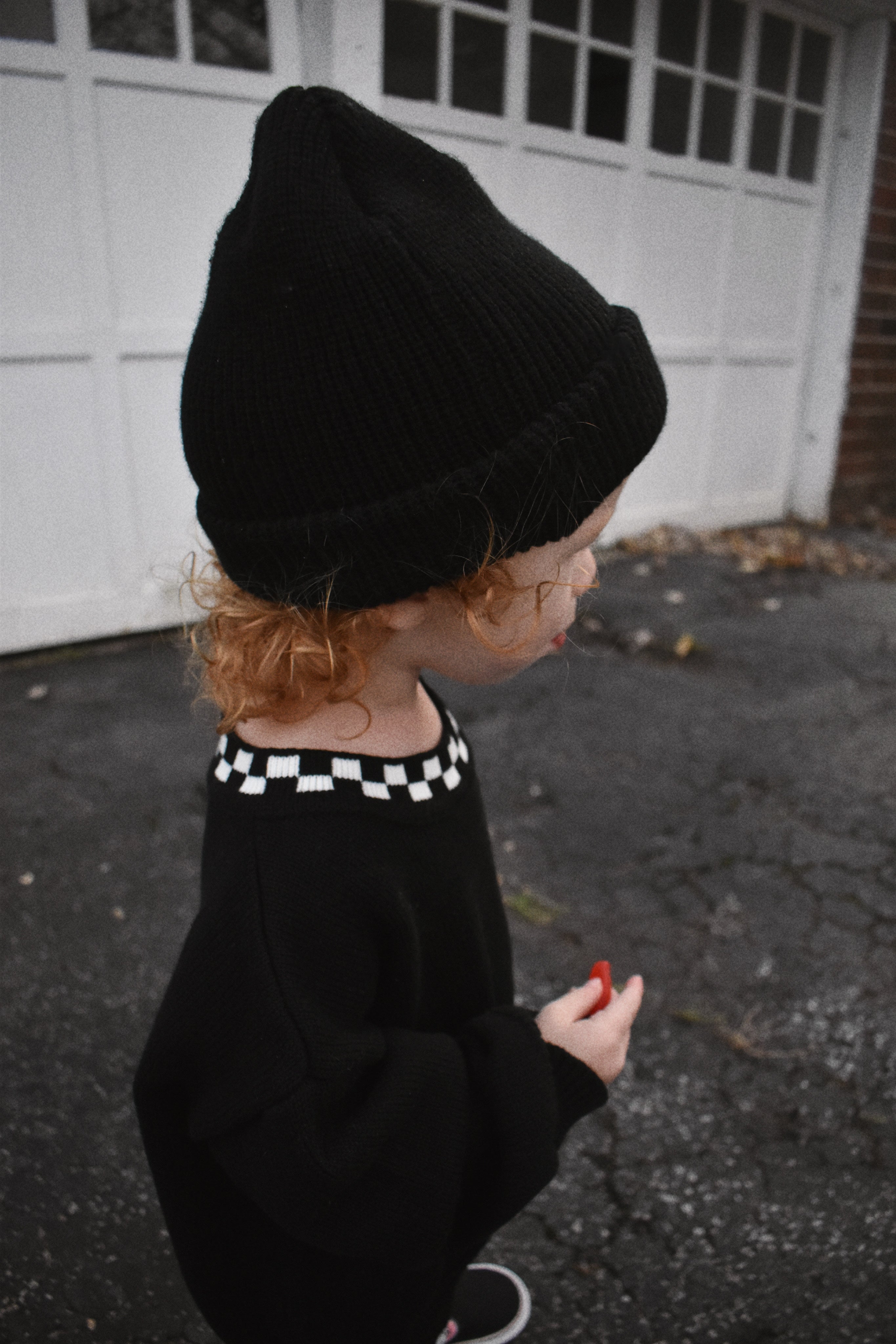 Check collar sweater