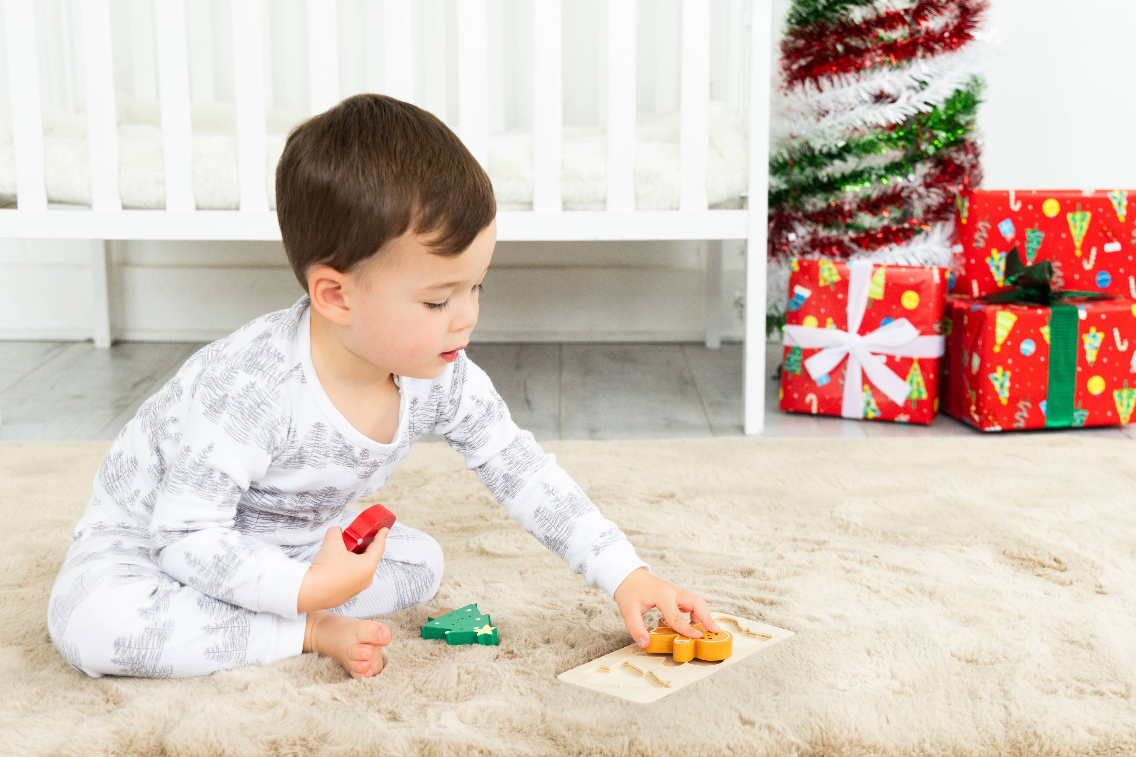 Wooden Christmas Holiday Puzzle, Montessori Learning Toy