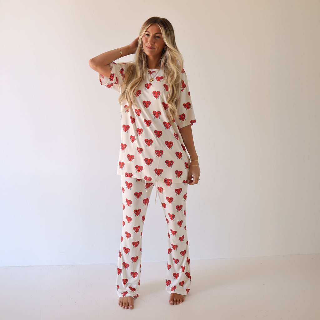 Short Sleeve Women's Bamboo Pajamas | Sad Girl