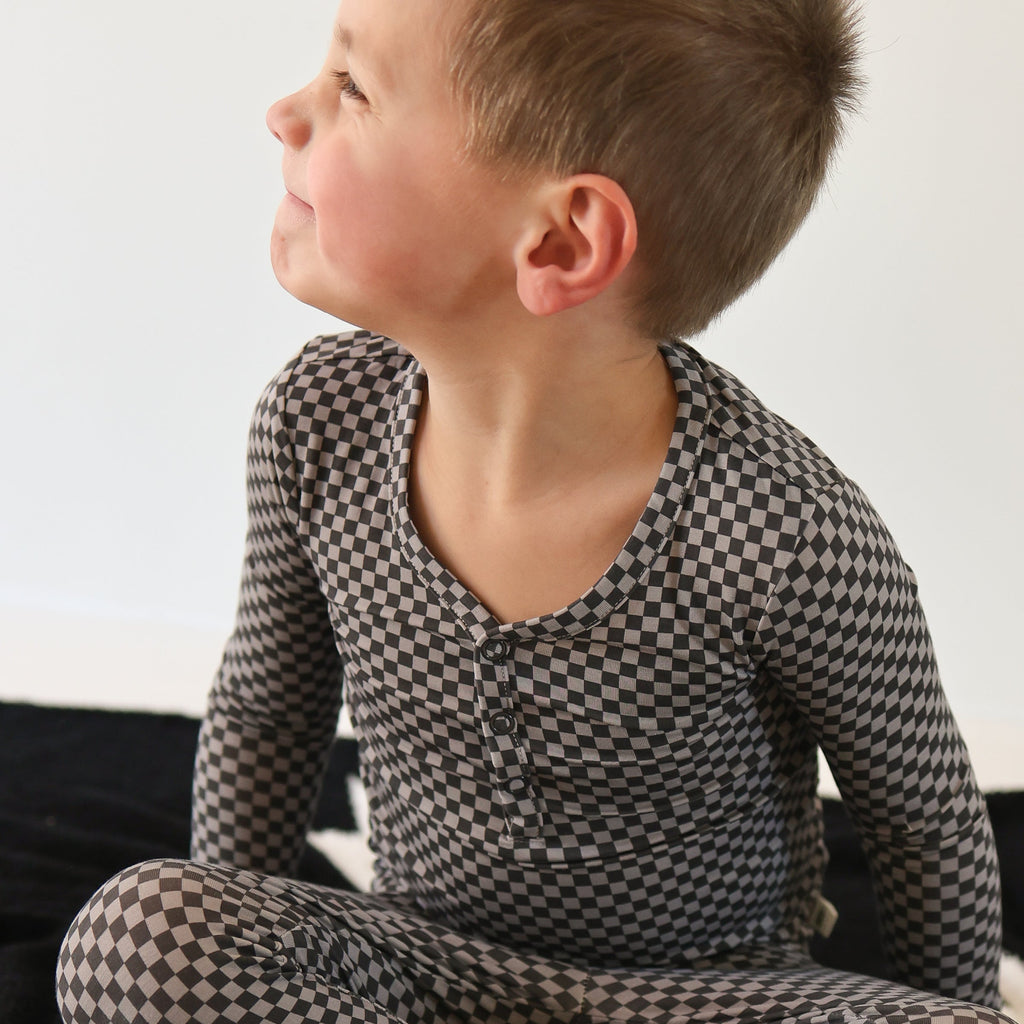 Bamboo Two Piece Pajamas | Street Micro Check