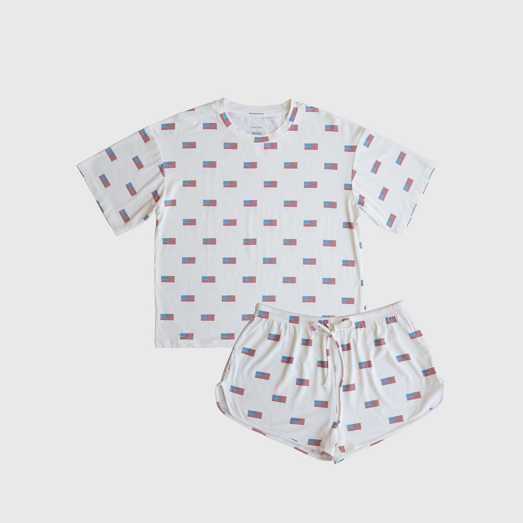 Women's Bamboo Short Set | Americana Ribbed
